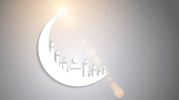 Luna, vedere abstractă la moschee sau Masjid cu umbră pe lună, pap — Fotografie, imagine de stoc
