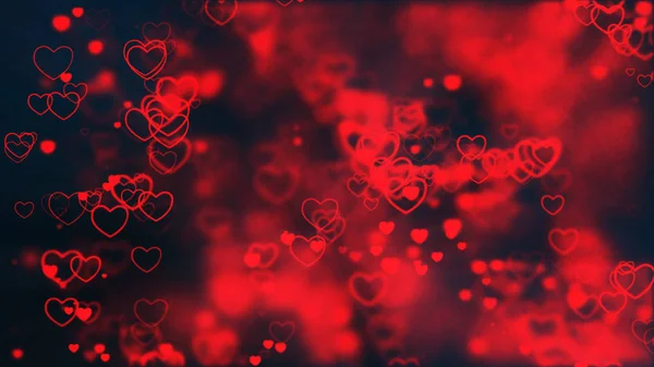 バレンタインデーの抽象的な愛のシンボルの背景には、心を飛んで. — ストック写真
