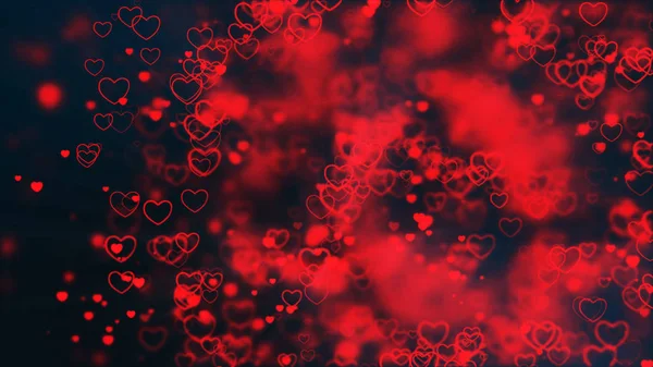 バレンタインデーの抽象的な愛のシンボルの背景には、心を飛んで. — ストック写真