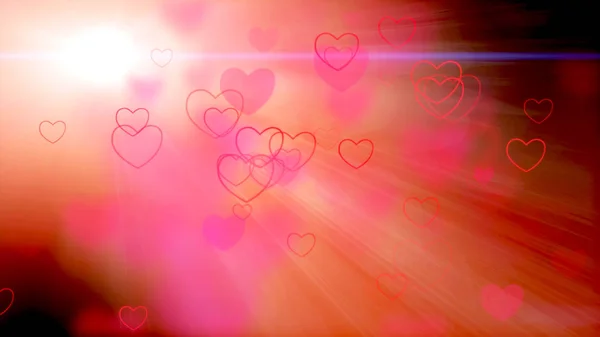 Den svatého Valentýna abstraktní lásku symbolem pozadí, létající srdce. — Stock fotografie