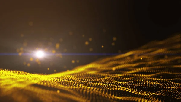 Kablosuz arka plan koyu altın sarı ve parlaklık parçacık daire soyut — Stok fotoğraf
