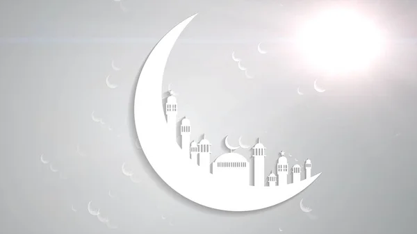 Ramadanul islamic în formă de lună albă, fond de particule de praf. Li — Fotografie, imagine de stoc