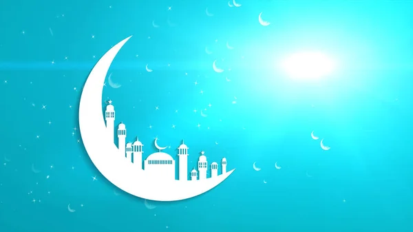 Islamisk ramadan i hvid måneform, støvpartikelbaggrund.Lig - Stock-foto