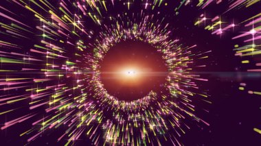 Renkli sarmal şekli parçacık, Star Trails ışık.