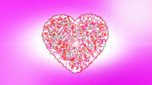 Red pink green heart shape particle, Trails of Light. — Stock Photo, Image