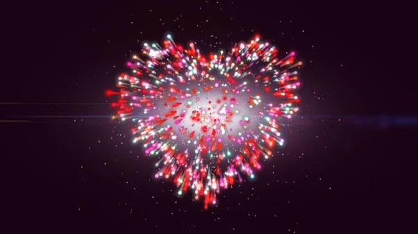 Red pink green heart shape particle, Trails of Light. — Stock Photo, Image