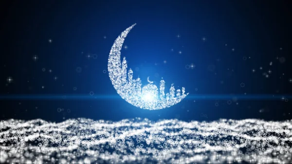 Luna Moschee Anunț de observare Ramadan kareem Mubarak și eig — Fotografie, imagine de stoc