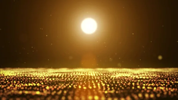 Золотой оранжевый абстрактный фон с движущейся и мерцающей частицей — стоковое фото