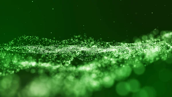 Fondo abstracto de partículas de polvo verde oscuro y resplandor . —  Fotos de Stock