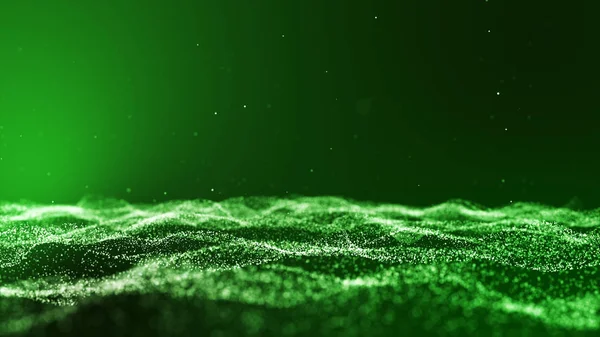 진한 녹색 및 형광 먼지 입자 추상적인 배경. — 스톡 사진