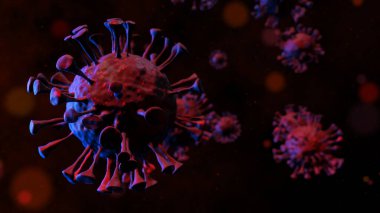 3 boyutlu görüntüleme, kandaki virüse bulaşmış. Coronavirus, covid-19, 2019-nCov