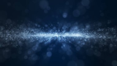 Koyu mavi ve parlayan toz parçacık soyut arka plan, Işık ışını parlaklık ışını etkisi