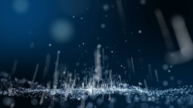 Koyu mavi ve parlak toz ve çizgi beyaz parçacık soyut arkaplan