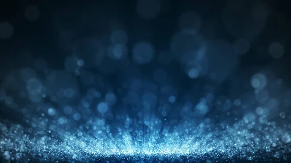 ダークブルーとグローダスト粒子抽象背景 光線輝きビーム効果 — ストック写真