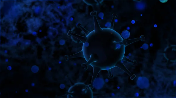 3Dレンダリング コロナウイルスの概念 細胞感染コロナウイルスまたは2019 Nconvは暗い背景に移動します — ストック写真