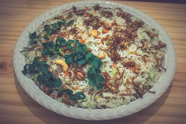 Basmati Fried Rice Plate Dinner Table — Stock Photo, Image