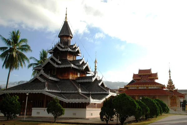 Pagoda Legno Nel Nord Della Thailandia Mae Hong Son Thailandia — Foto Stock