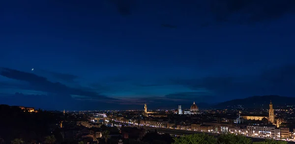 Florencja Nocą Panorama Florencji Toskanii Włoch Zmierzchu Centrum Miasta Zabytków — Zdjęcie stockowe