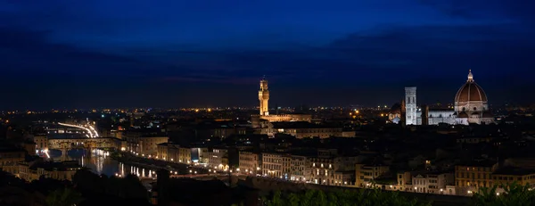 Florens Natten Högupplöst Panorama Över Florens Toscana Italien Skymning Med — Stockfoto