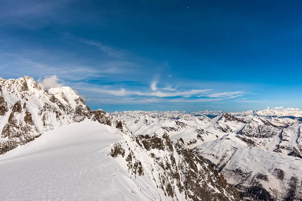 Panorama Snow Covered Italian Alps Pointe Helbronner Mont Blanc Massif — ストック写真