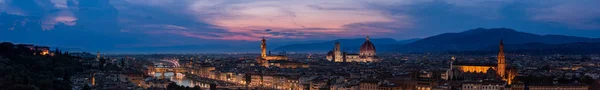 Florencja Zachód Słońca Bardzo Duża Panorama Wysokiej Rozdzielczości Wszystkimi Głównymi — Zdjęcie stockowe