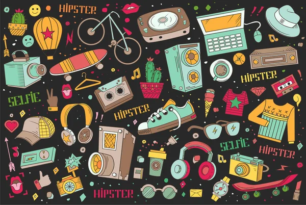 Hipster collage illustration. — Stock Vector