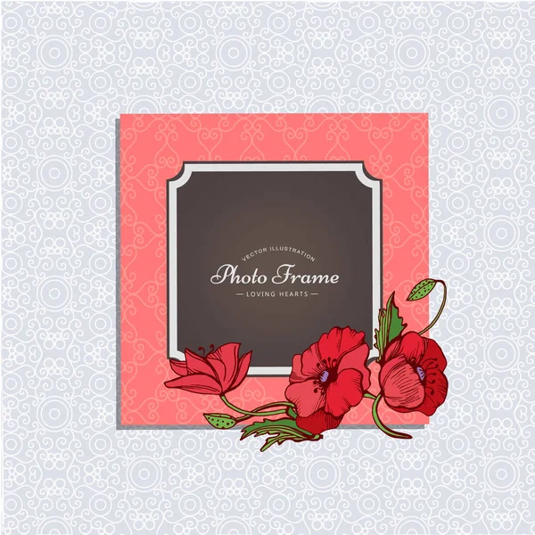 Photo frame with flower. — Stock Vector