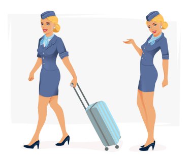 illustration of smiling stewardess clipart