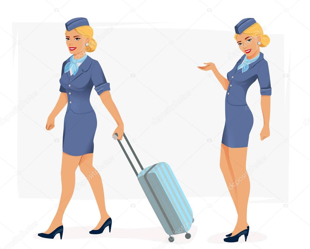 illustration of smiling stewardess