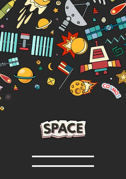 Tarjetas vector ilustración del espacio . — Vector de stock