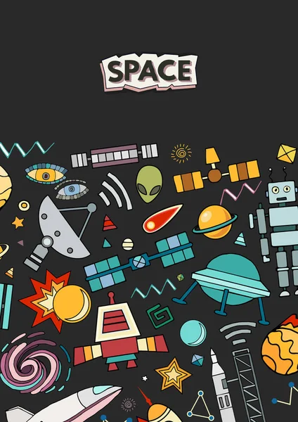 Tarjetas vector ilustración del espacio . — Vector de stock