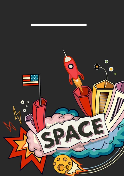 Tarjetas vector ilustración del espacio . — Vector de stock