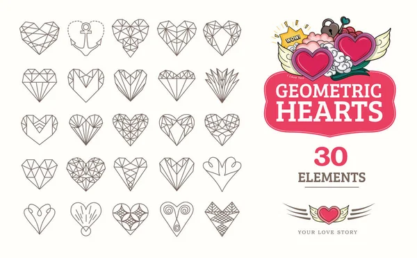 Line icons of heart — Stock Vector