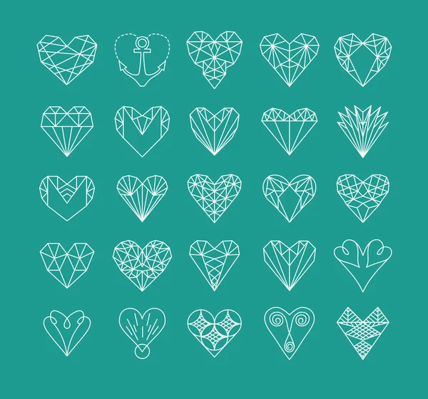 Iconos de línea de corazón — Vector de stock