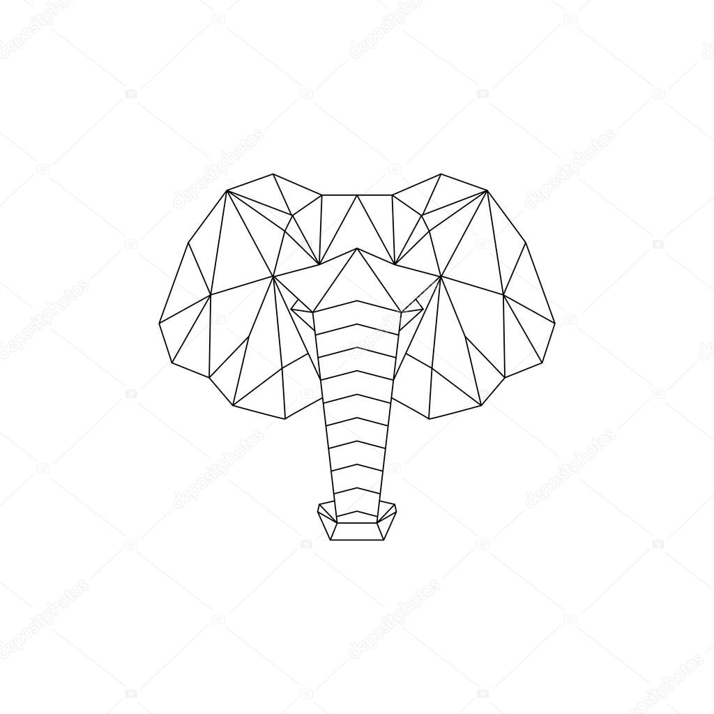 Polygonal geometric wolf, elephant, bear, lion. Abstract linear isolated animals Vector illustration