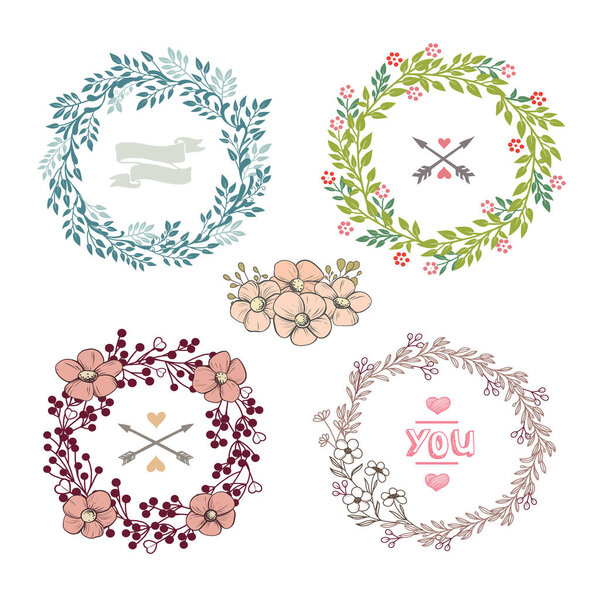 Set of colorful wreath