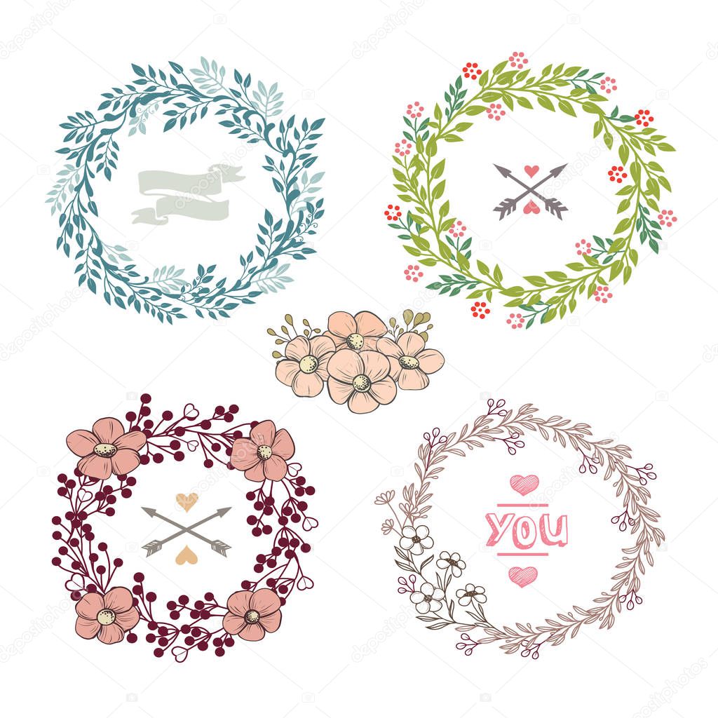 Set of colorful wreath