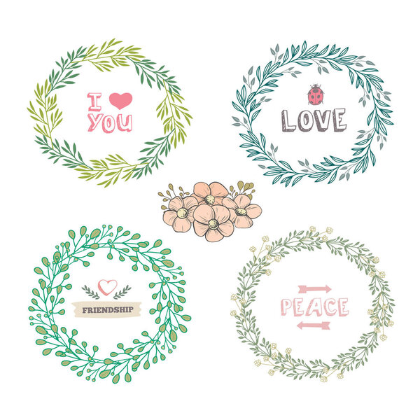 Set of colorful wreath