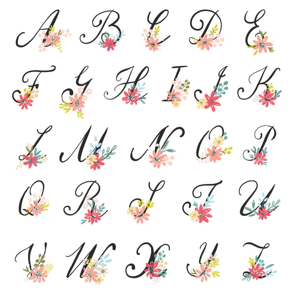 Hermosas letras florales — Vector de stock