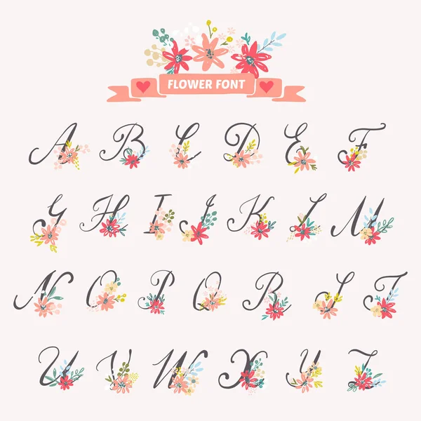 Hermosas letras florales — Archivo Imágenes Vectoriales