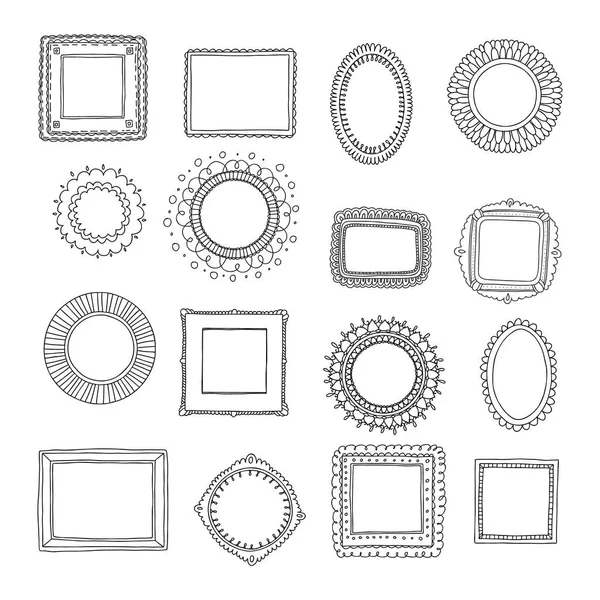 Mooie sjabloon hand getekende frames. — Stockvector