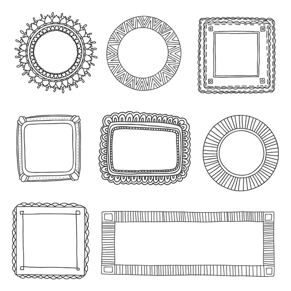 Beautiful template hand drawn frames. — Stock Vector