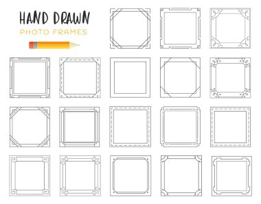 Çerçevelerin el çizimi çizimleri.