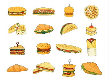 Fast food vektör illüstrasyonu.
