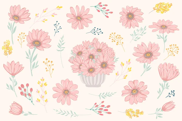 Illustration vectorielle des pétales et des fleurs . — Image vectorielle