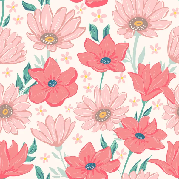 Fleurs motif sans couture. — Image vectorielle