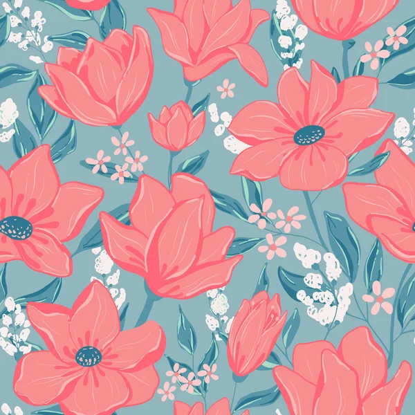 Fleurs motif sans couture. — Image vectorielle