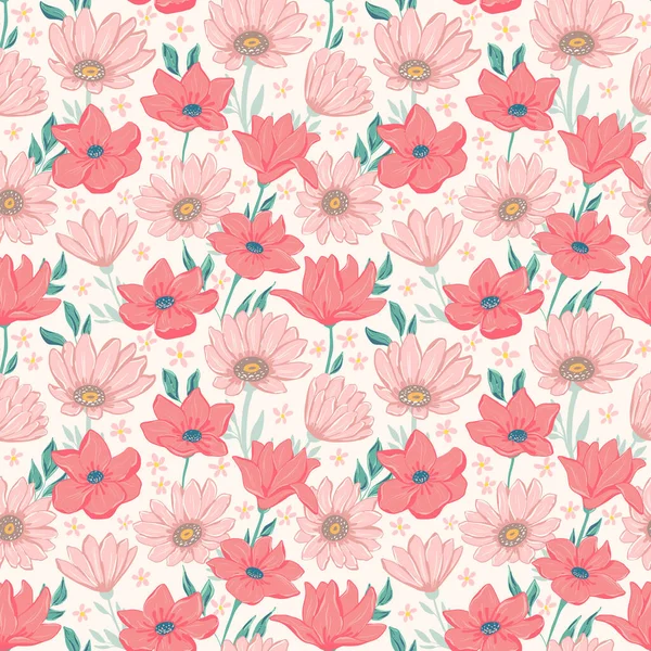 Fleurs motif sans couture. — Image vectorielle