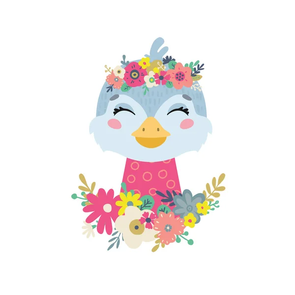 Ilustraciones de aves con flores — Vector de stock