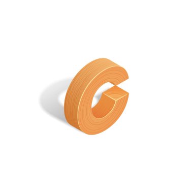 İzometrik ahşap harf A ile gölge.